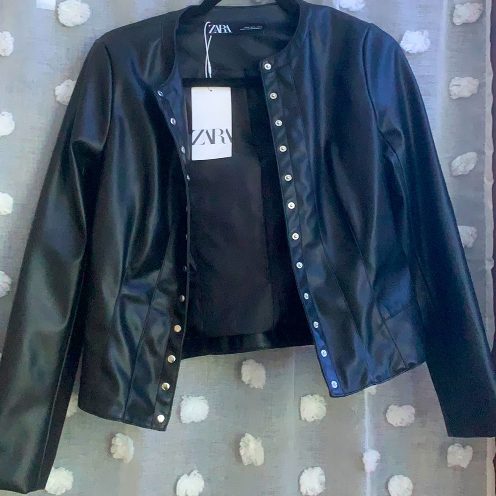 Black Leather Zara Jacket- NEW